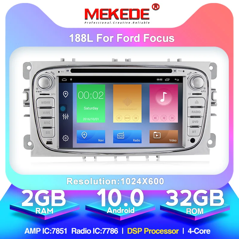 Автомобильный DVD-плеер MEKEDE Android 10 0 2 + 32 ГБ DSP GPS-навигация для Ford Focus Mondeo Galaxy с аудио