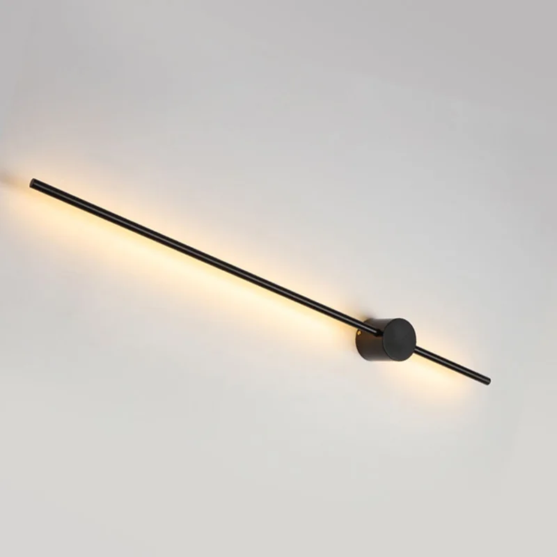 

Nordic Modern LED Long Straight Wall Lamp For Bedroom Bedside Decor Hotel Aisle Stairs Indoor Home Black Lights Fixtures