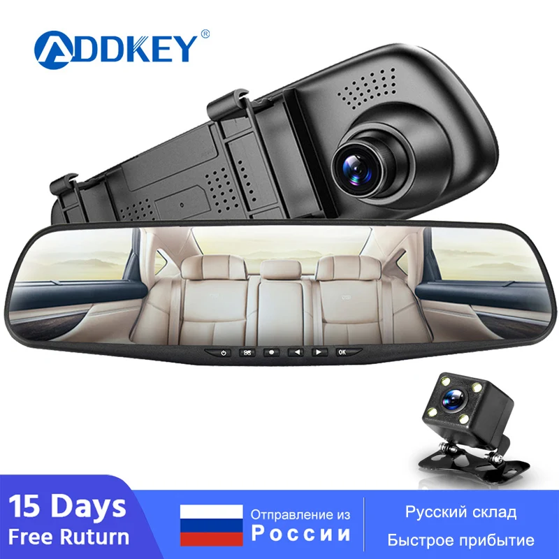 Зеркало видеорегистратор ADDKEY Full HD 1080P 4 3 дюйма|Видеорегистраторы| |