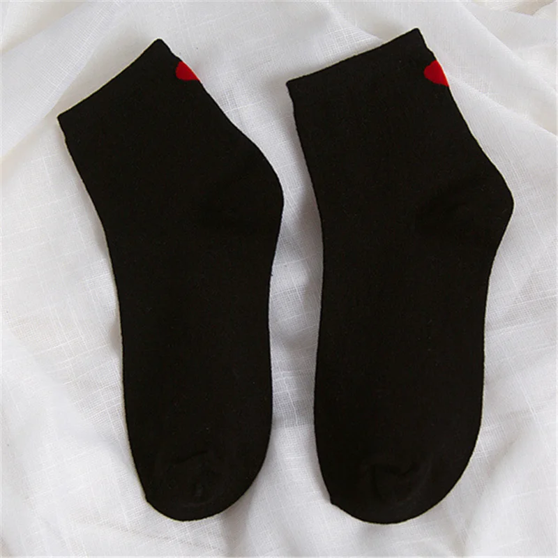 Black Heel Tube Новые модные женские носки-трубы средней высоты на каблуке в стиле Харадзюку; милые женские повседневные носки с принтом в виде красного сердца; Meias; обувь для колледжа - Цвет: Black Heel Tube