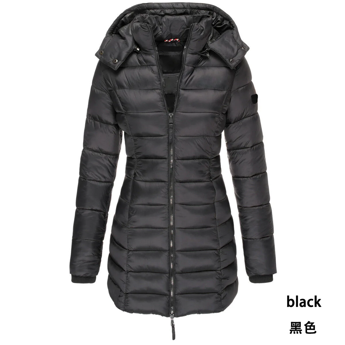 Autumn and Winter Warm Jacket New Women's Mid-length Fashion Slim-fit Padded Jacket Warm Hooded Down Padded Jacket Women's