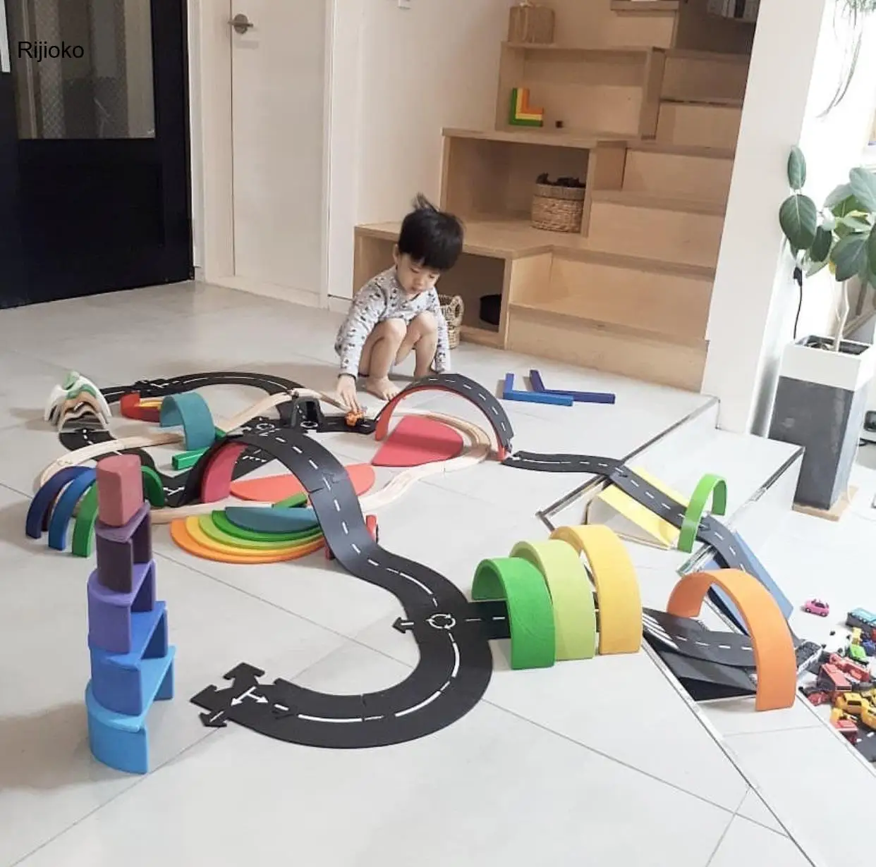 

Kids DIY Traffic Roadway Track Puzzle Educational PVC Children Road Building Motorway Toy Removable Cars Vehicle Track Boys Gift