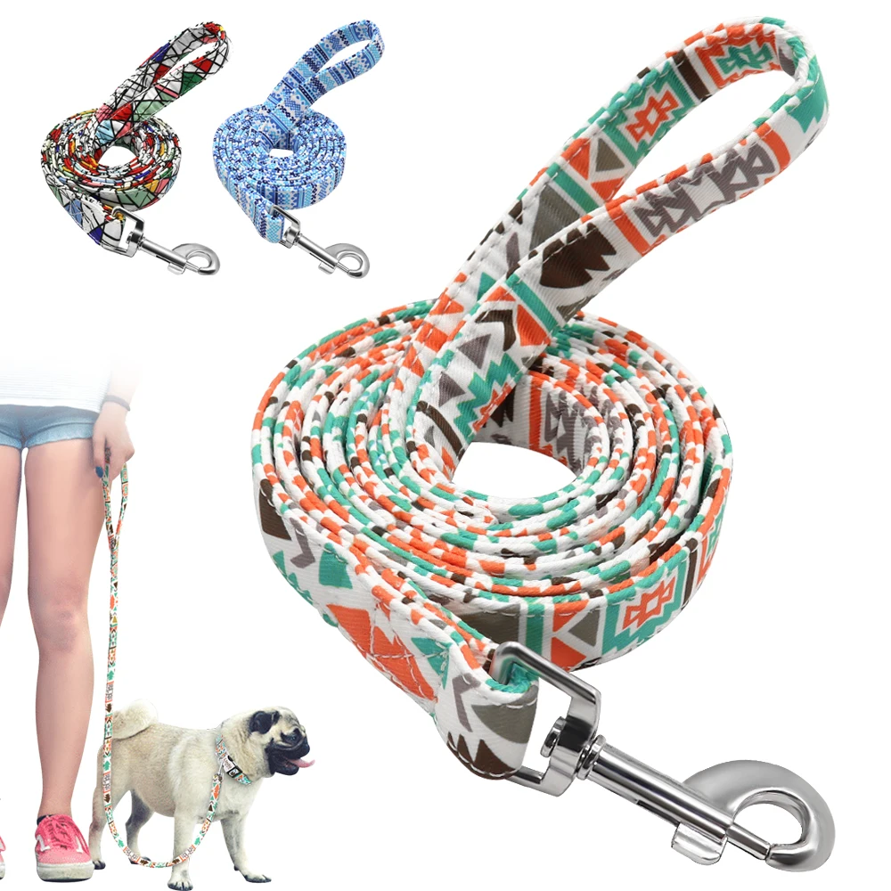 

4ft Nylon Dog Leash Printed Pet Lead Leash Rope For Small Medium Large Dogs Chihuahua Pitbull 120cm Pet Walking Leashes