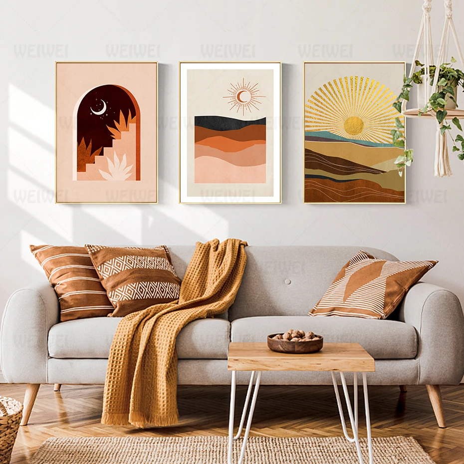 Модная коллекция абстрактная луна звезды монтина Ландшафтная живопись на холсте