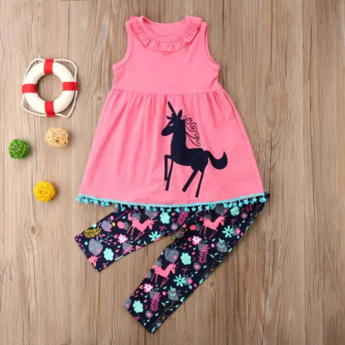 2 шт. детский летний комплект из топа и леггинсов без рукавов | Мать ребенок