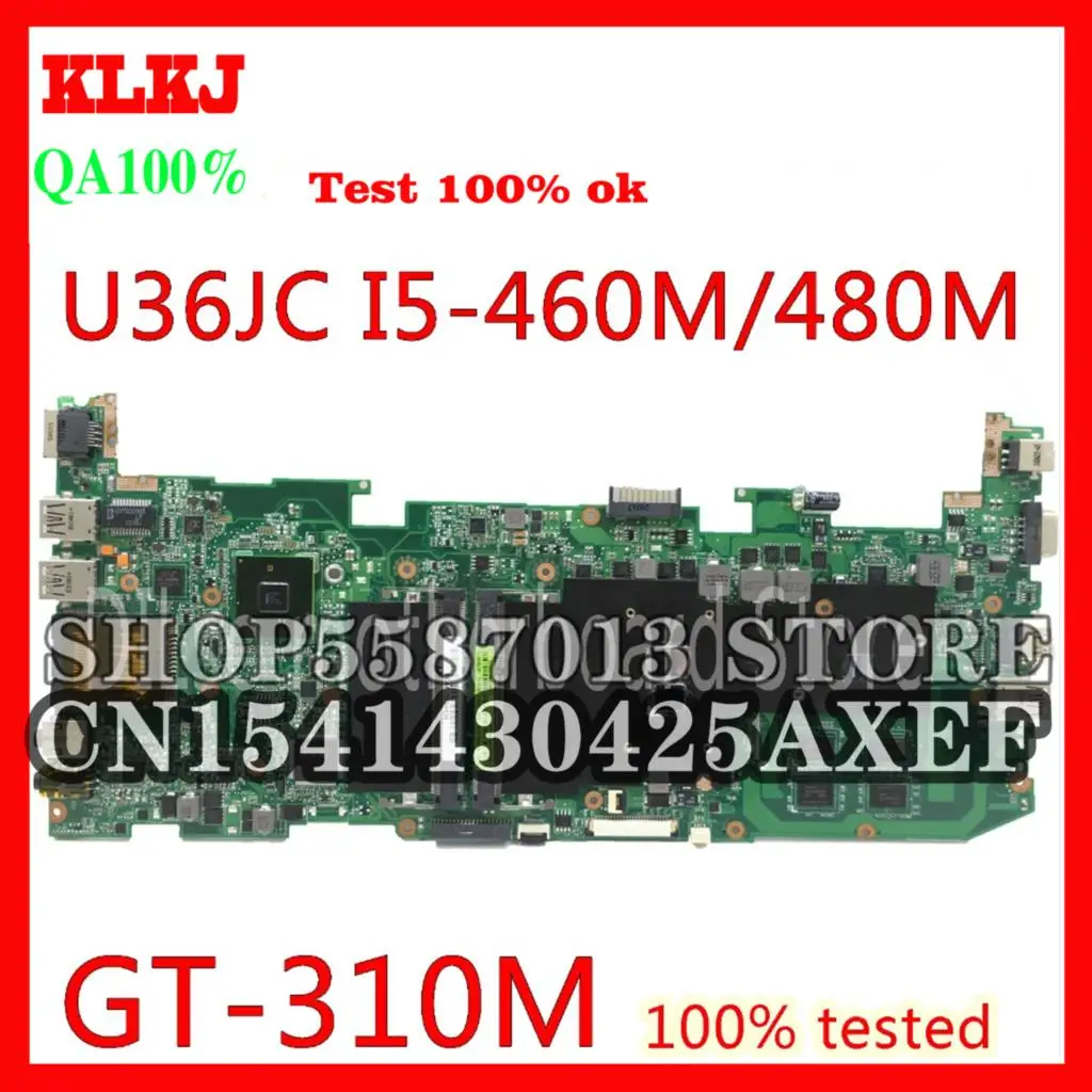 

KLKJ U36JC For ASUS U36JC U36J I5-460M I5-480M GT310M Original Laptop Motherboard 1GB DDR3 Memory Test
