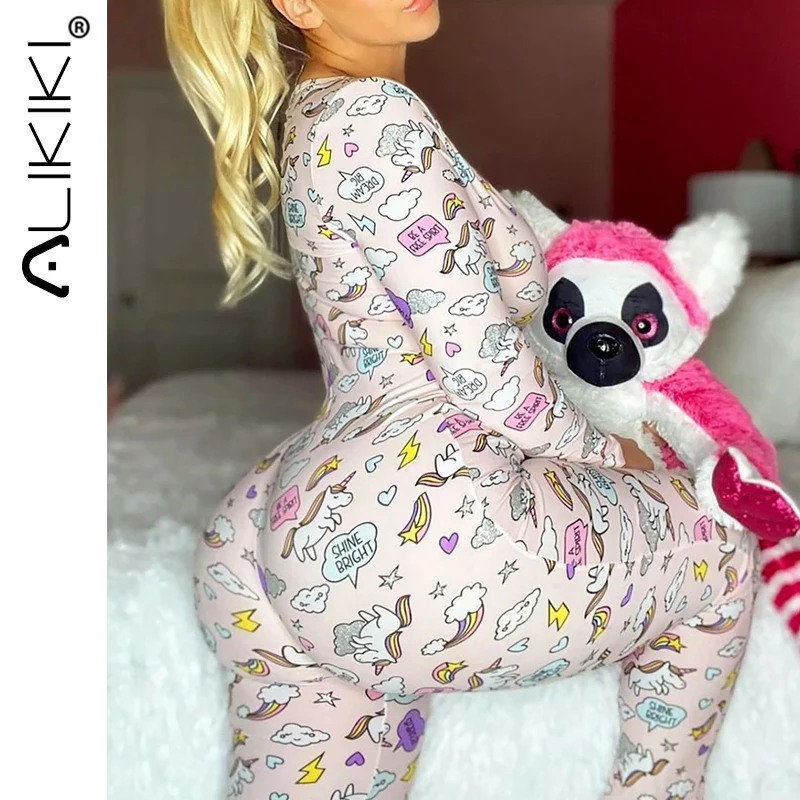 Сексуальная Женская пижама с единорогом размера плюс Рождественская Пижама