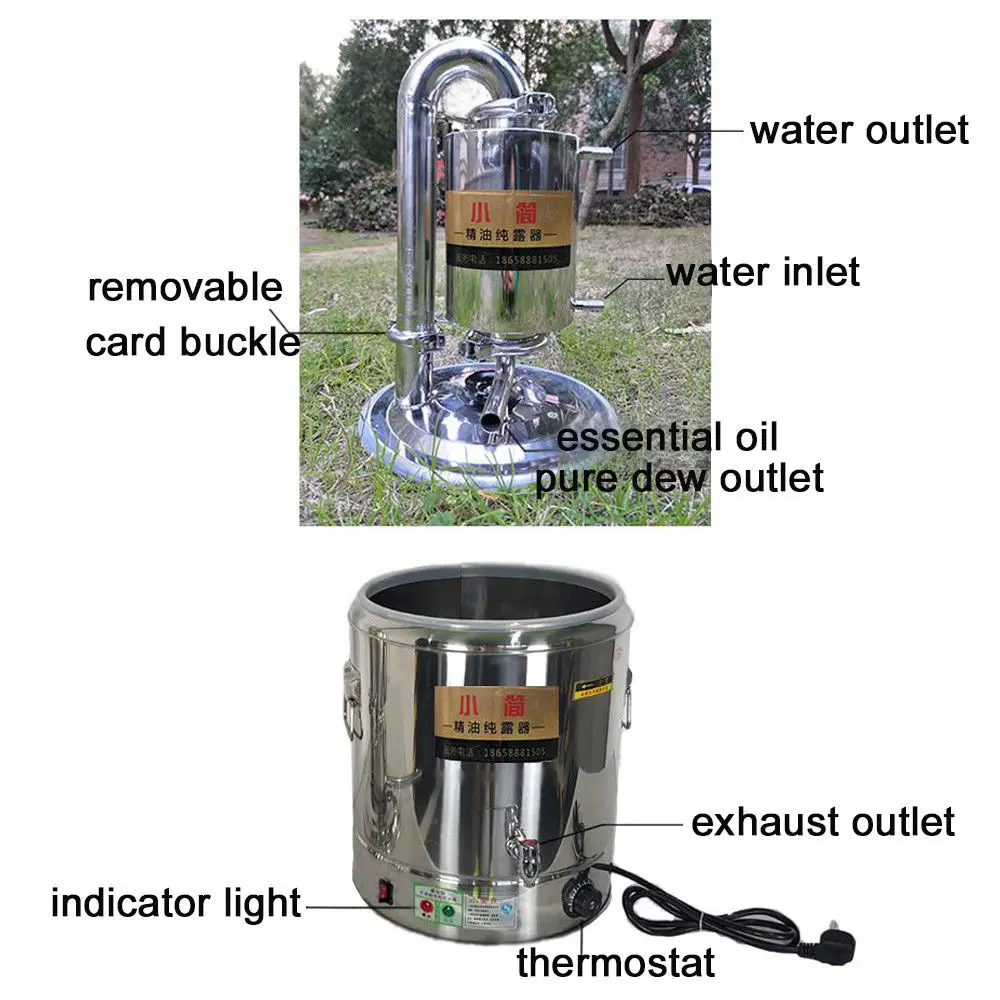 

55L 304 Stainless Steel Automatic Moonshine Still Water Distiller Purifier Filter Essential Oil Distillation