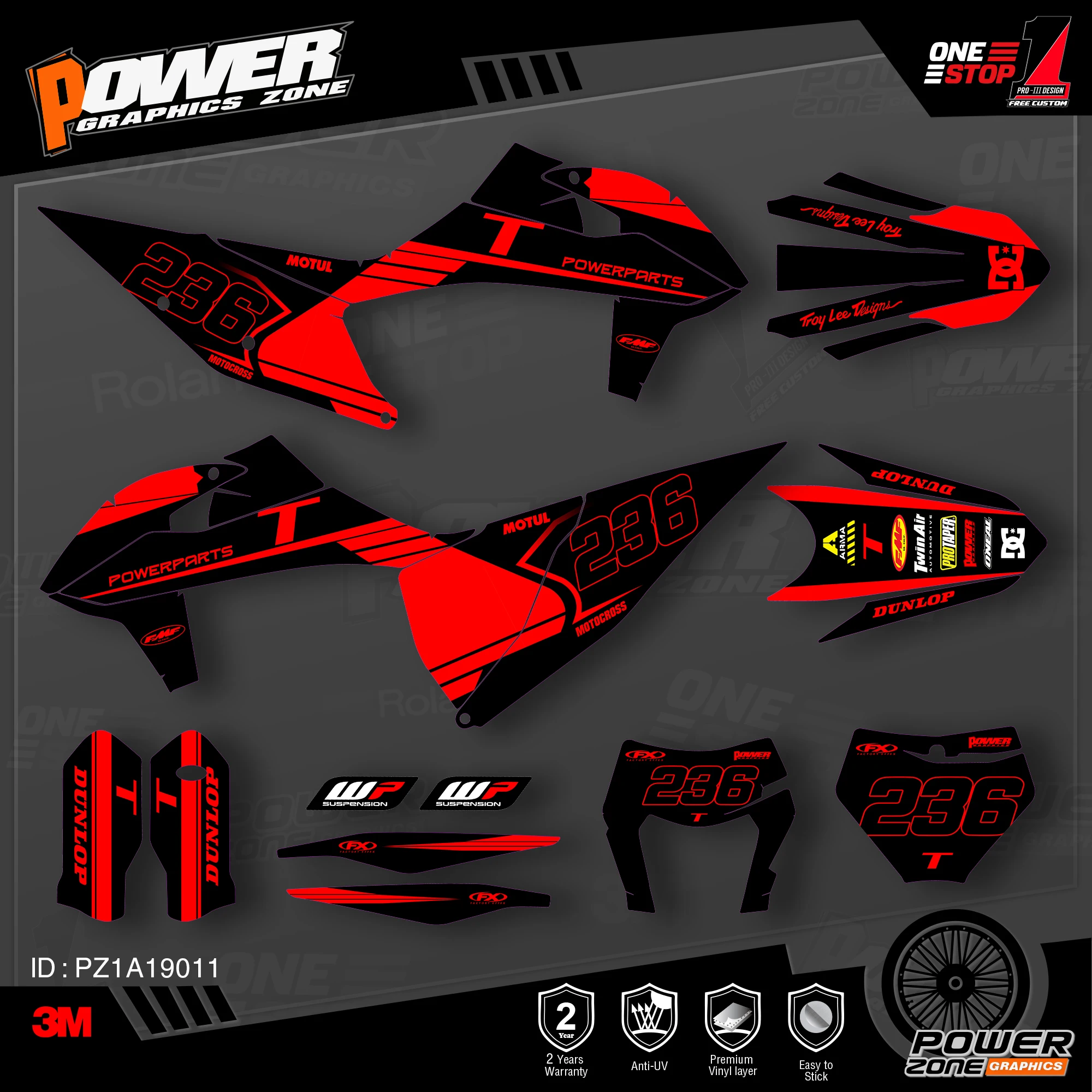 Персонализированные графические фоны PowerZone Team наклейки 3M Набор наклеек для KTM SX SXF