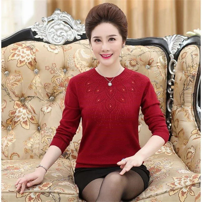 2021 New Women Pullover Autumn And Winter Sweater Loose Long-sleeve Knitted Wool Basic Shirt Mother Clothing Tops W1493 | Женская одежда