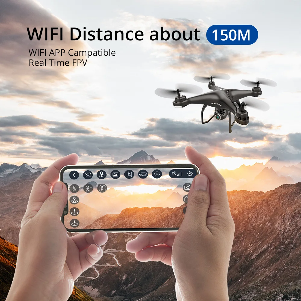 Holy Stone HS120D gps Радиоуправляемый Дрон 150 м wifi FPV 1080p HD камера Запись голоса Tapfly большой радиус действия с Follow Me RC Квадрокоптер 300 м
