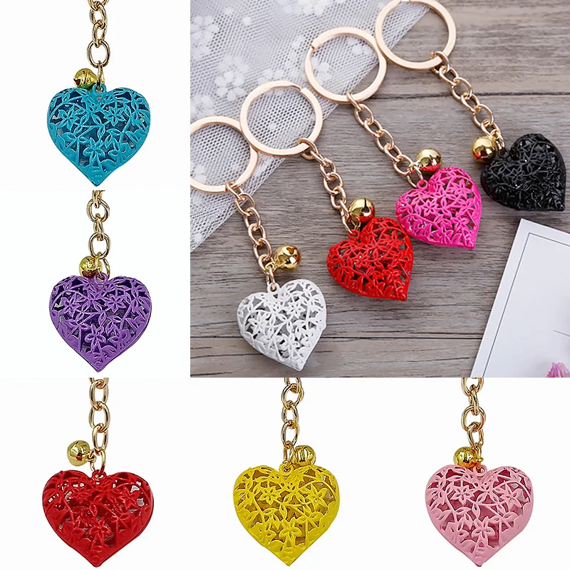 

Keychain For Women Heart Shape Hollow Metal Keyring Pendant Valentine'S Day Gifts 2021 Summer Fashion Car Key Holder Accessories