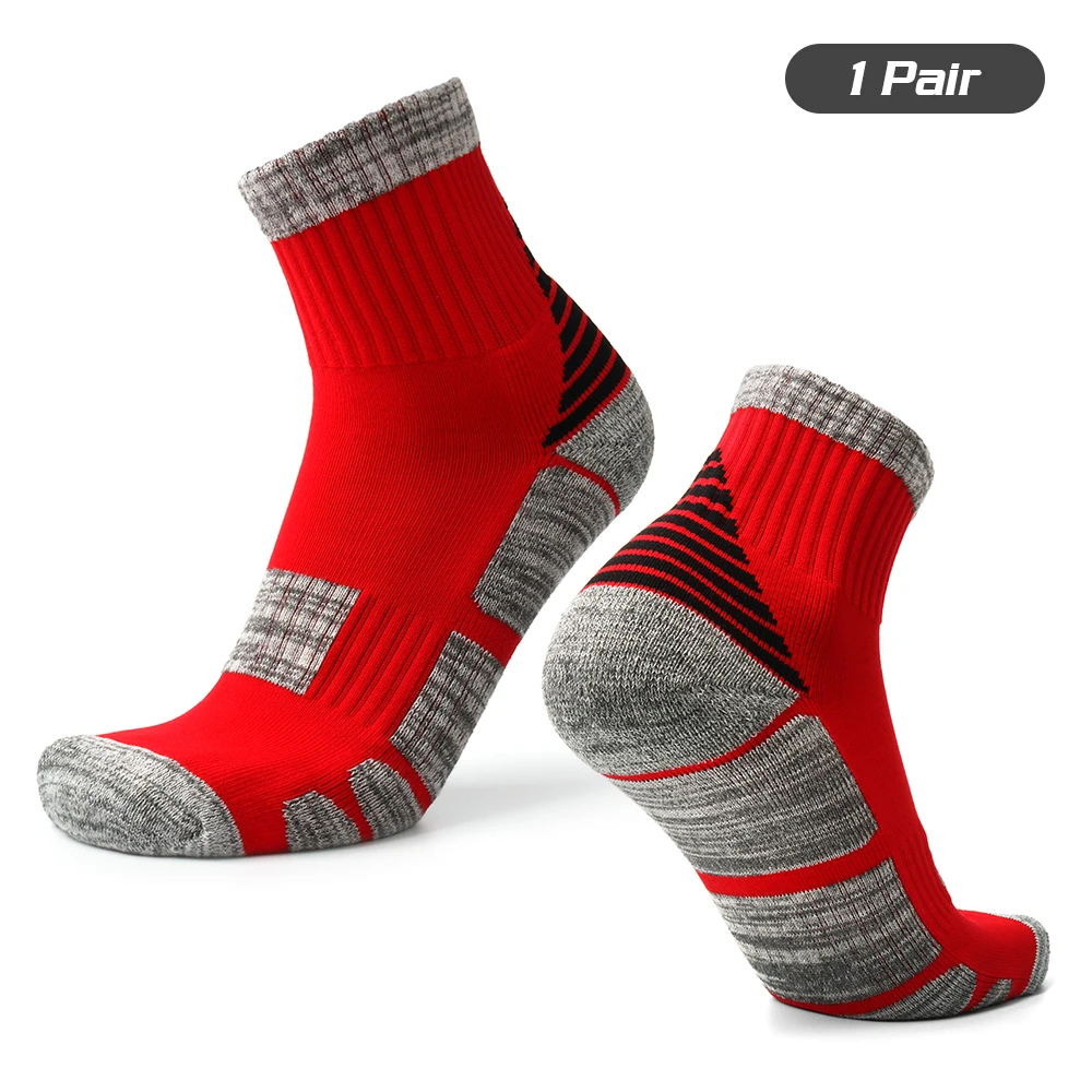 Red 1 pair Новинка, 1 пара Для мужчин Для женщин спортивные противоскользящие Производительность носки спортивные носки экипажа велосипедные носки Баскетбол Бег Футбол носки - Цвет: Red 1 pair
