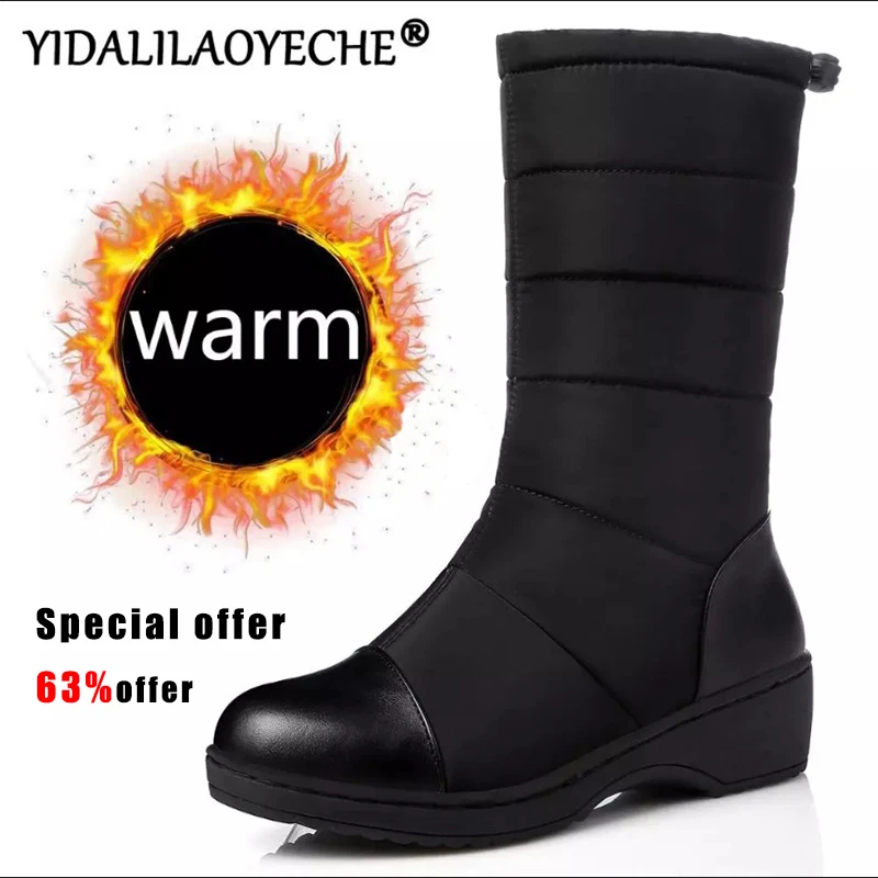 Зимние сапоги женские зимние водонепроницаемые теплые на платформе высокие