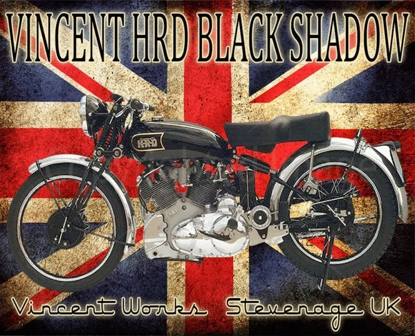 

Vincent Hrd Black Shadow Vintage M Vintage Motorcycle Metal Tin Sign Wall Plaque
