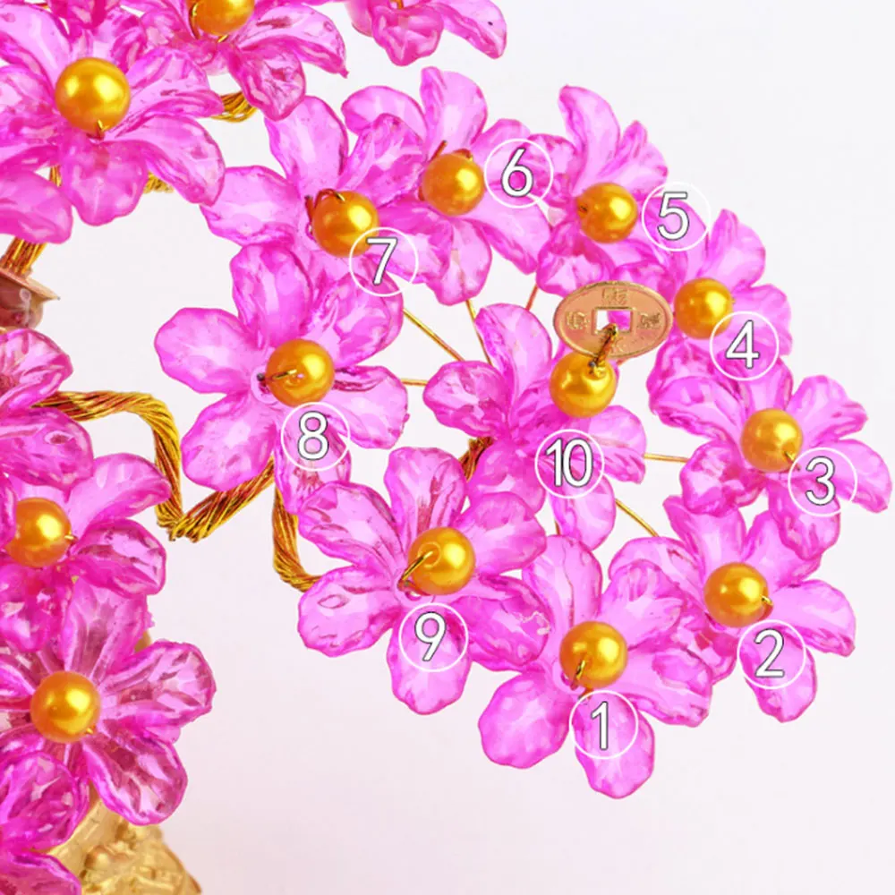 Wealth Luck with Pot Ornaments Acrylic Glass Beaded Money Tree Bonsai Bedroom Ornament Gift Feng Shui Crafts DIY Handmade | Дом и сад
