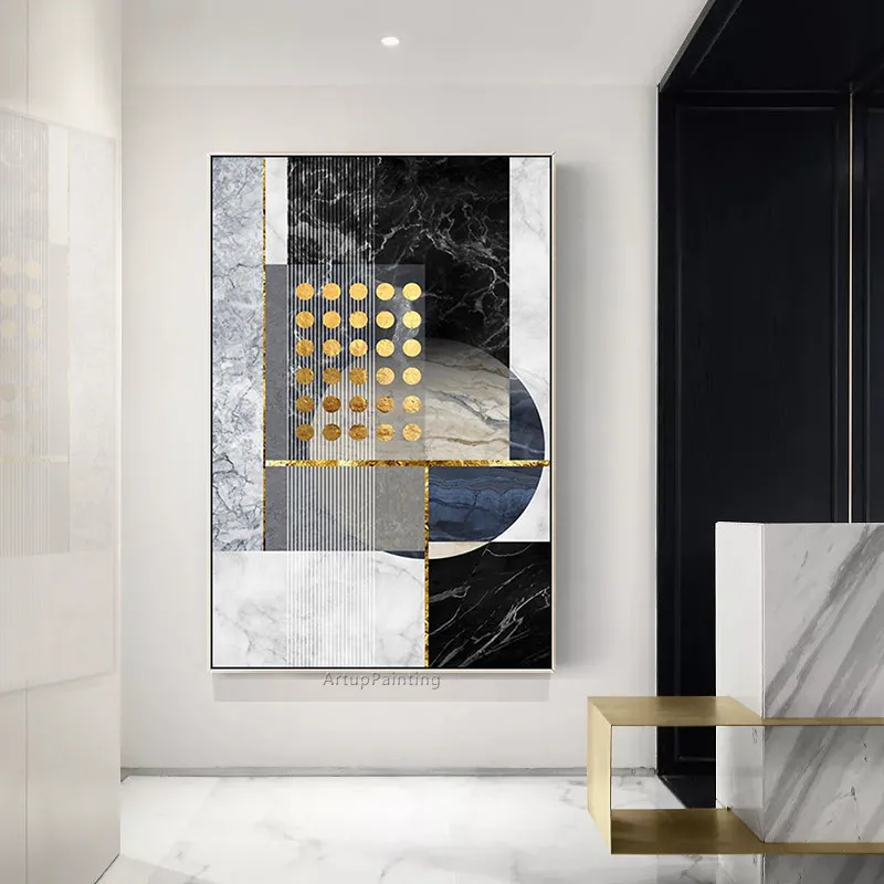 Геометрическая картина маслом на холсте ручная роспись украшение для дома