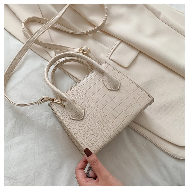 

2021 Fashion Trend Women Small Crossbody Bag Faux Leather Shoulder Handbag Classic Crocodile Stone Pattern Zipper Solid Purse