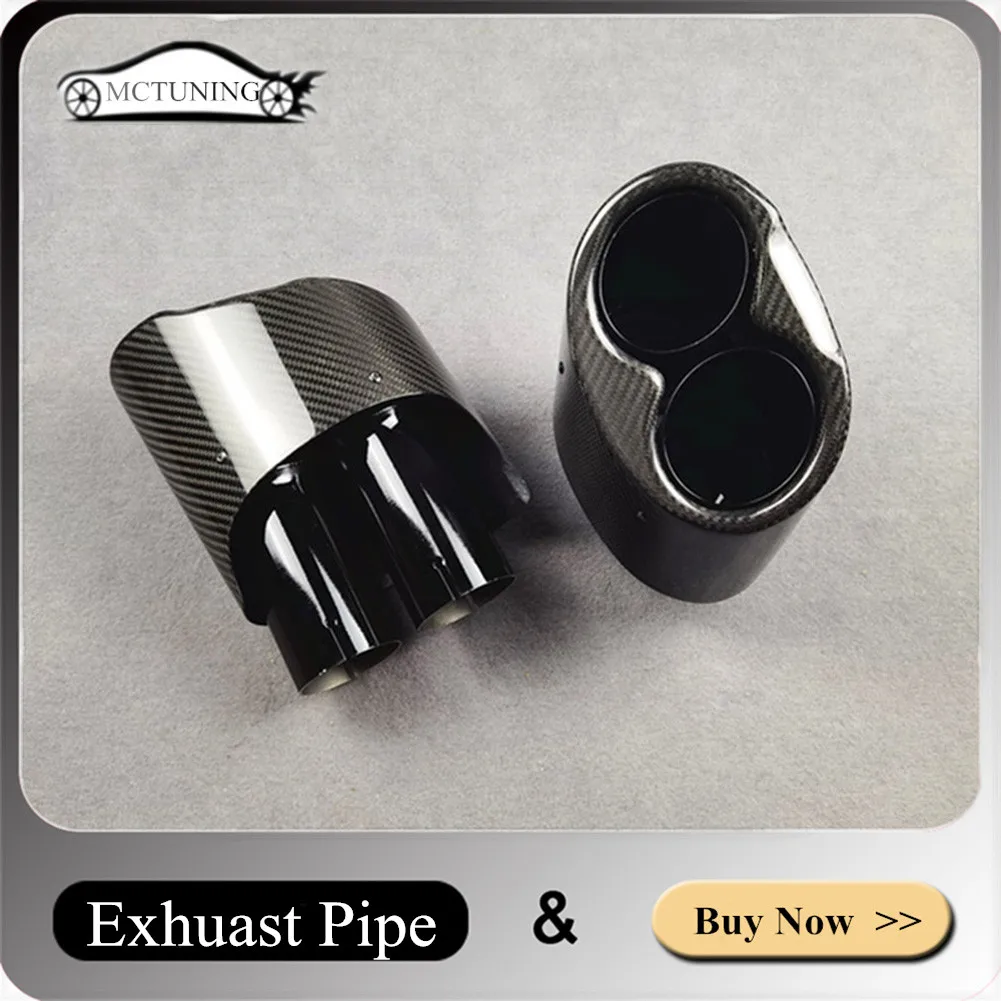 

Car Double Tube Carbon Fiber Glossy Muffler Tip For A-UDI RS3 RS4 RS5 RS6 RS7 RS8 Stainless Steel For Akrapovic Exhaust Pipe
