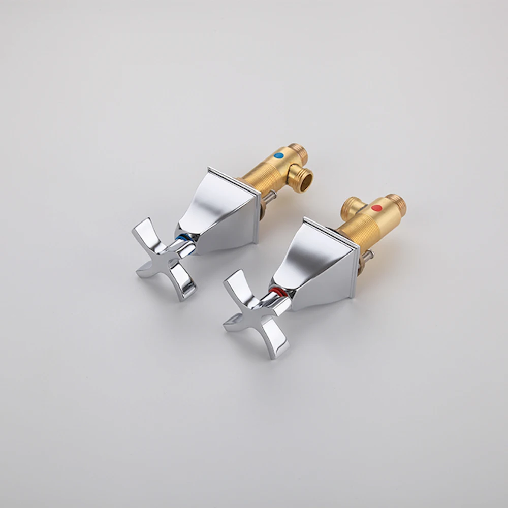 Современный кран Desrin с двойной перекрестной ручкой для ванной комнаты Золотой