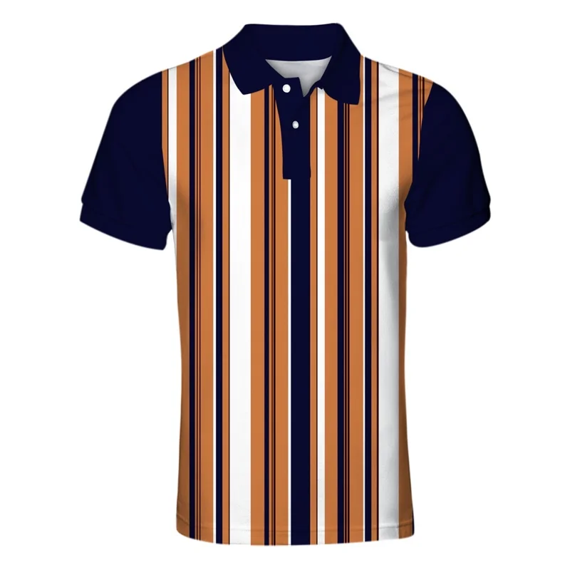 Мужская футболка поло Cloudstyle повседневная полосатая с короткими рукавами и 3D