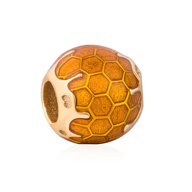 Бусины из серебра 925 пробы с желтой эмалью для браслетов и ожерелий Pandora |