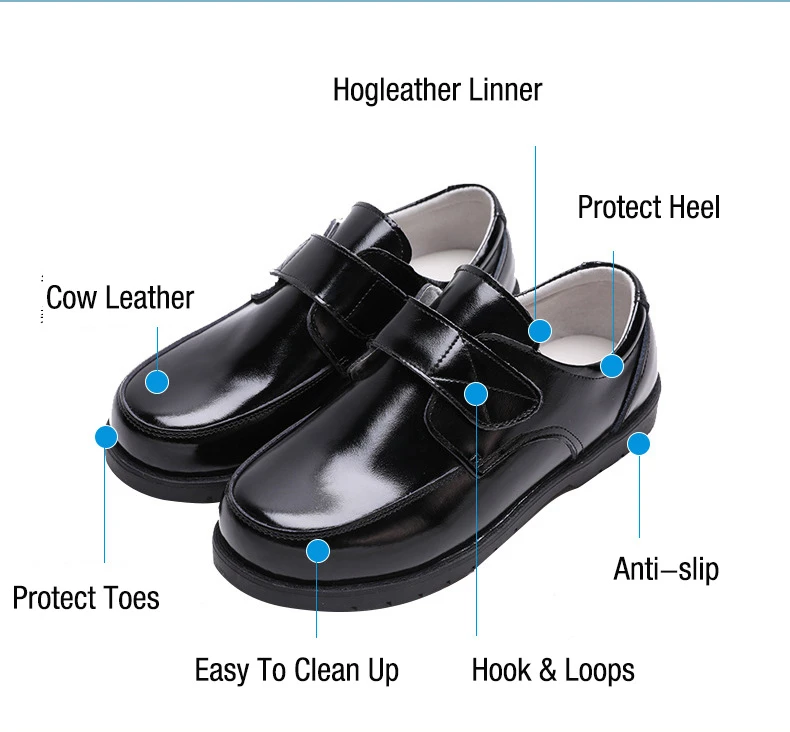 B &amp G/обувь из натуральной коровьей кожи для мальчиков Матовая черная детская