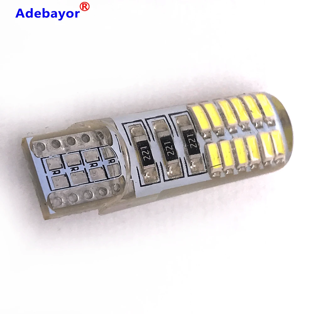 100 шт. T10 W5W силиконовый чехол 24 SMD 3014 LED лампа для чтения автомобиля 192 168 501 24SMD
