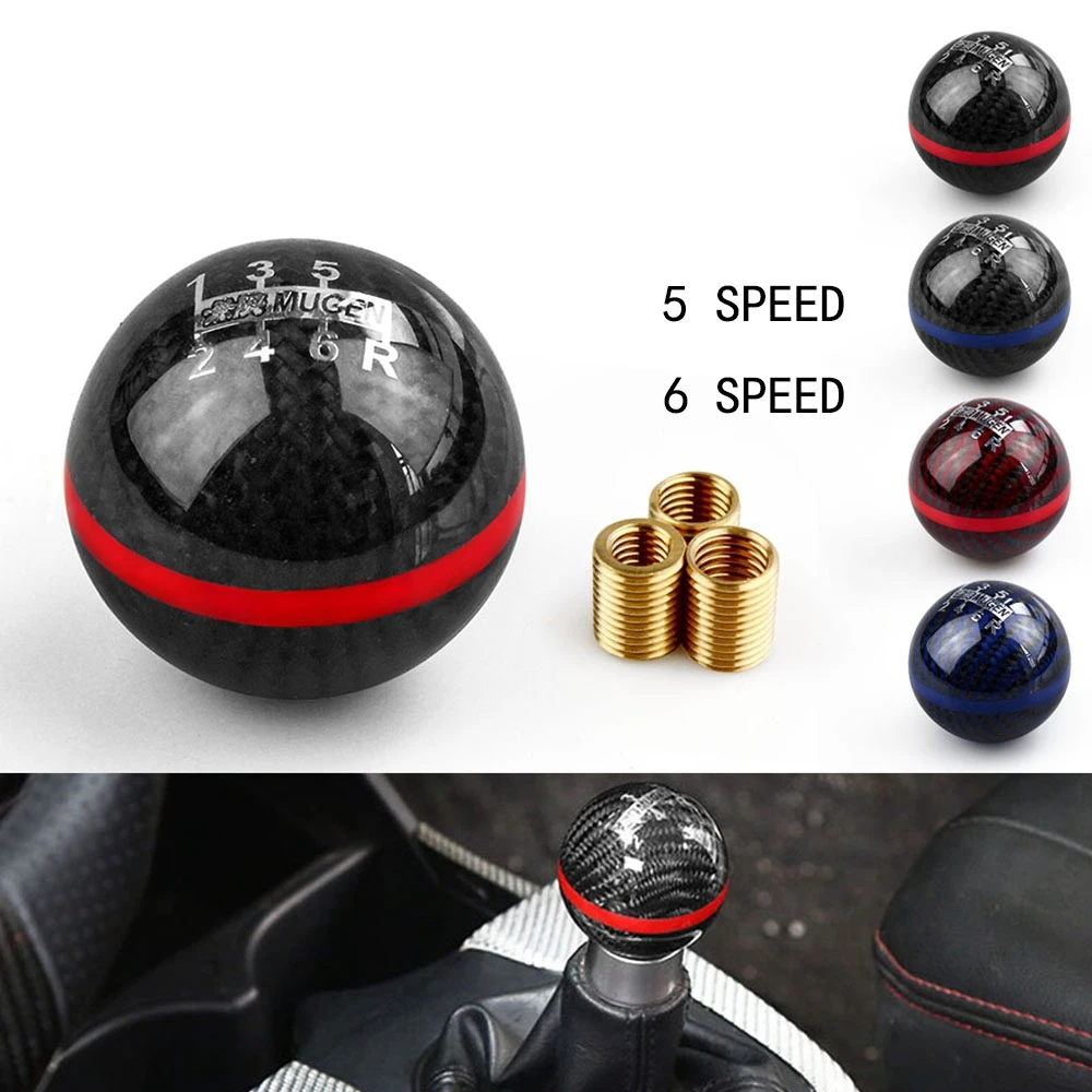 

Universal Carbon Fiber Mugen 5 6 Speed Racing Car Manual Automatic Spherical Gear Shift Knob