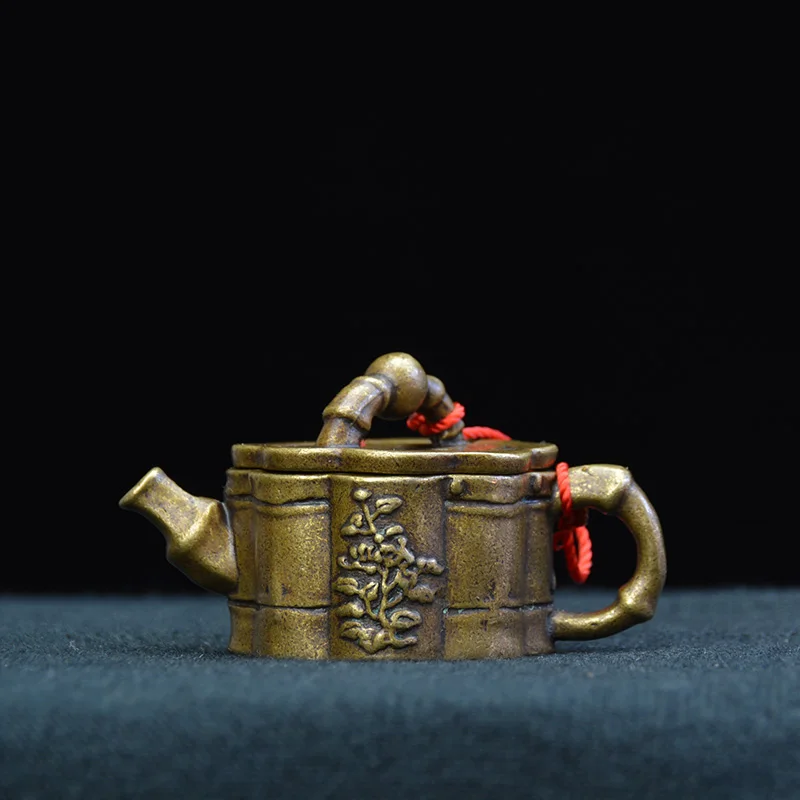 

Маленький медный чайник в форме цветка, маленький чайник с каплями воды, чернильный камень, украшение для дома, коллекция счастливых подарк...