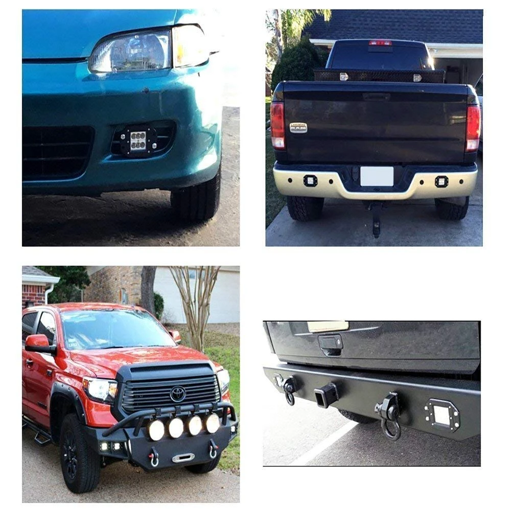 

4Pcs 3Inch Flush Mount LED Pods Light Flood Spot Driving OffRoad Light Bar 5D RGB Work Light for Golf Cart 12V 24V