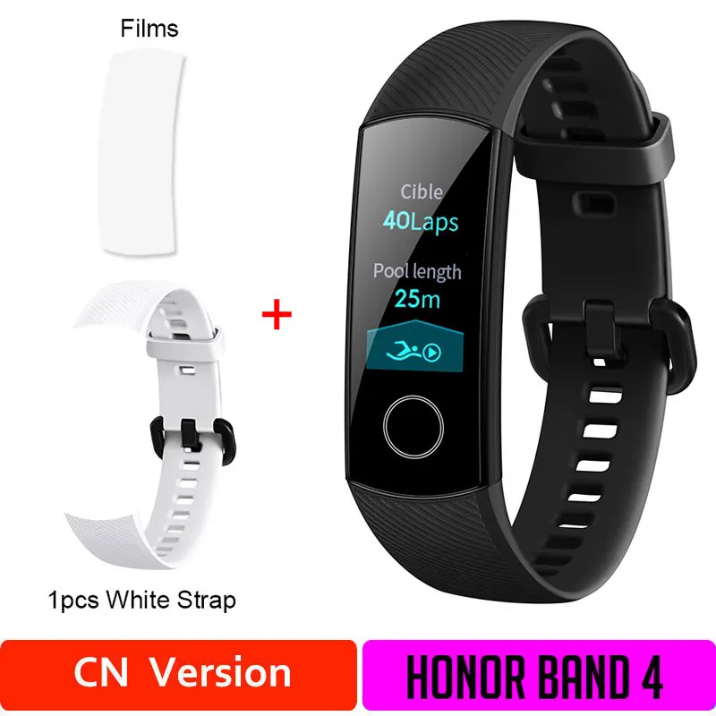 CNblack4moW Глобальная версия HONOR Band 4 фитнес-браслет трекер спортивный ремешок в реальном времени трекер активности Смарт-носимое устройство(подставка - Цвет: CNblack4moW