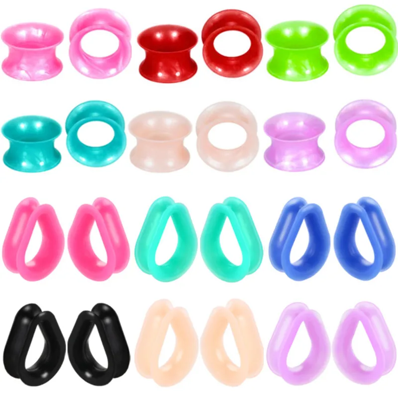 2PCS Drip Silicone Ear Gauge Plugs And Tunnel Flesh 4-30Mm Double Flared Ear Stretcher Expander Earring Piercing Ear Gauges Set