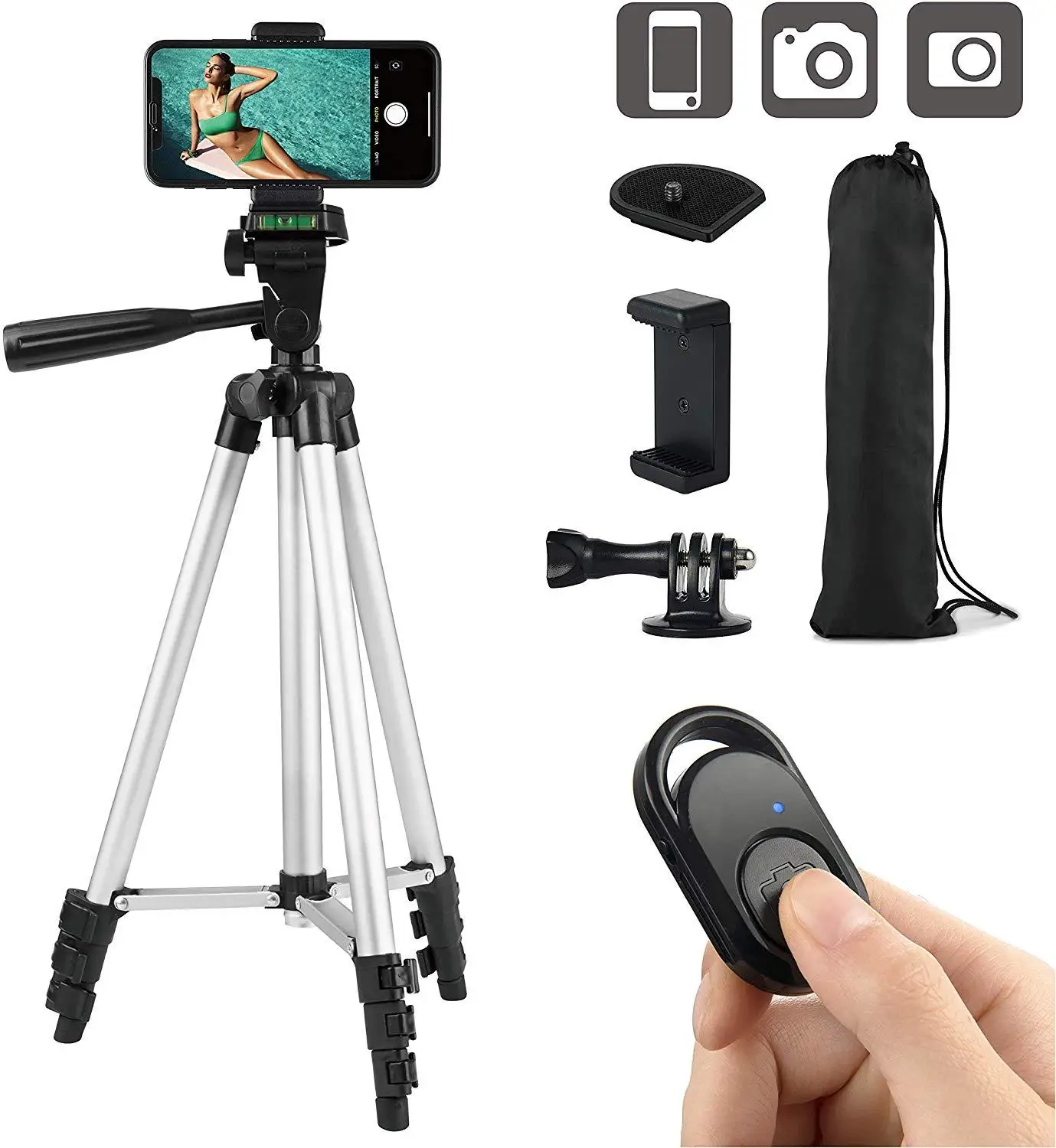 JCKEL Protable Adjustable Phone Camera Tripod Flexible Stand Mount Holder Clip Set Universal Tripods for IOS Android Phone