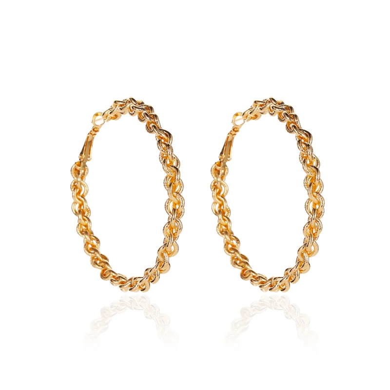 

Hot selling earrings, exaggerated big circle twist earrings, creative woven design alloy earrings Gift fashion jewelry wholesale