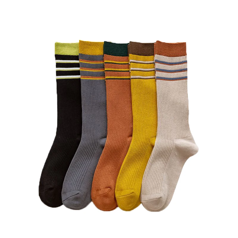 

Long Women's Socks Striped Ins Tide Calf Socks Spring and Autumn Thin Pile Pile Socks Pure Cotton Autumn and Winter Stockings
