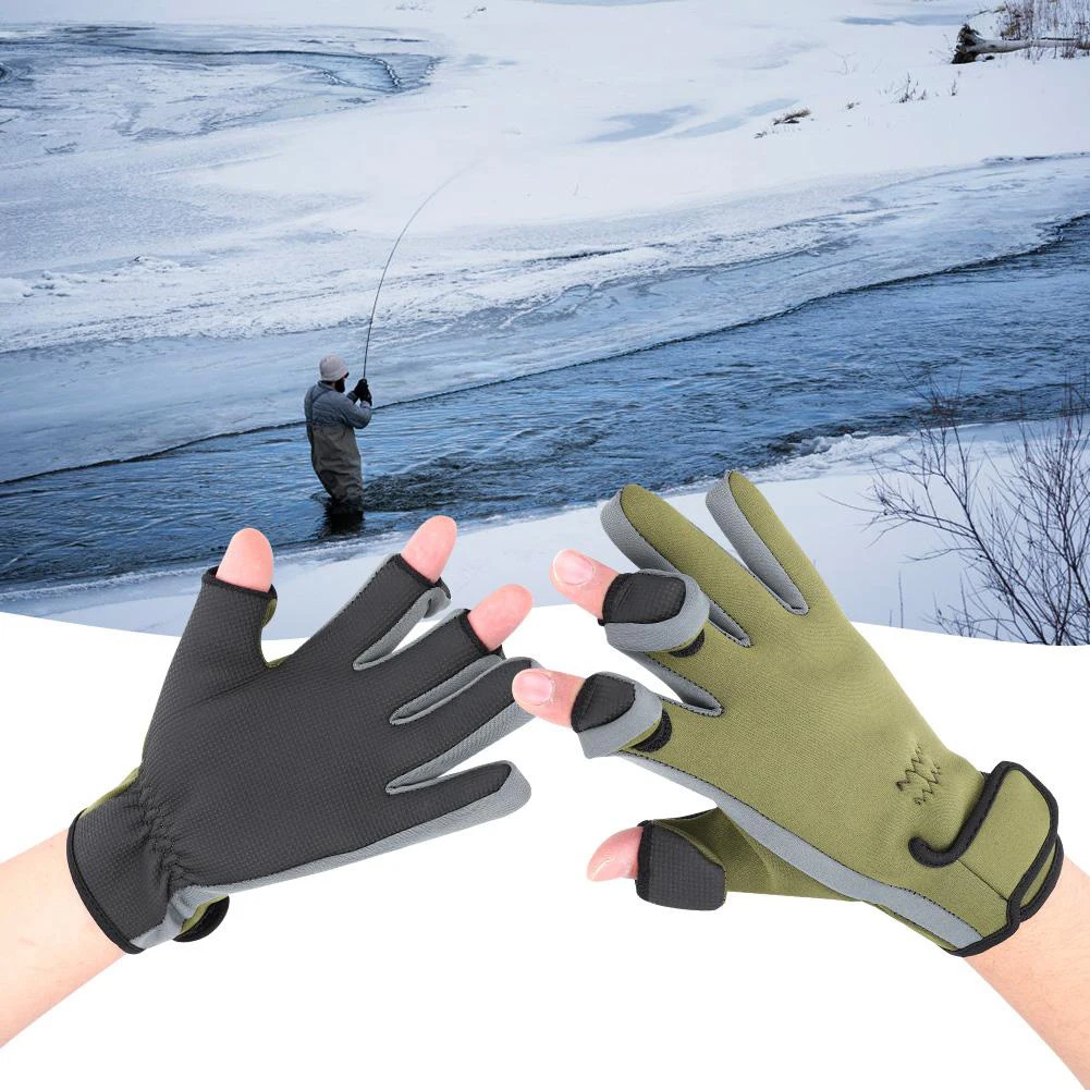 

New Hot Outdoor Winter Fishing Gloves Waterproof Three Or Two Fingers Cut Anti-slip Climbing Glove Hiking Camping Riding Gloves