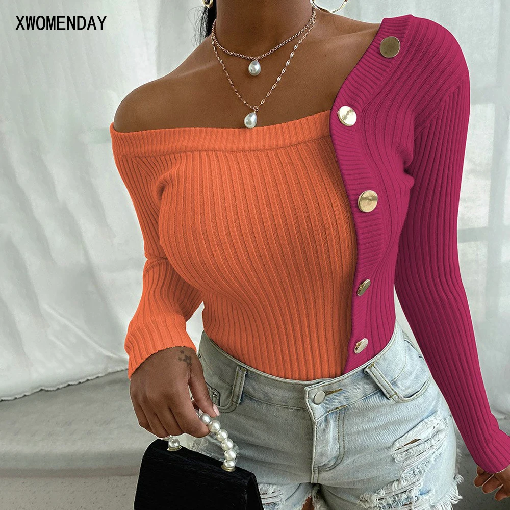 Женские свитеры и пуловеры модные черные вязаные топы с открытыми плечами