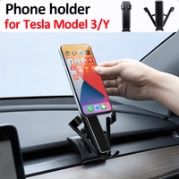 car mobile phone holder for tesla model 3 y 2021 gravity sensor air outlet clip mount gps stand navigation bracket accessories