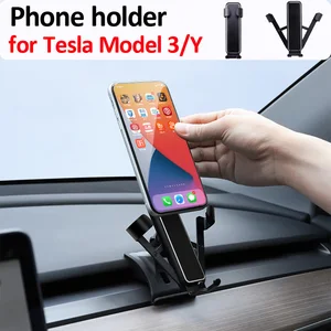 mobile phone holder for tesla model 3 y 2021 2022 gravity sensor air outlet clip mount gps stand navigation bracket accessories free global shipping