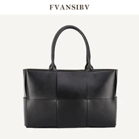 genuine leather large plaid womens woven bag large capacity luxury brand design handbag fashion shoulder messenger bag 2021 new