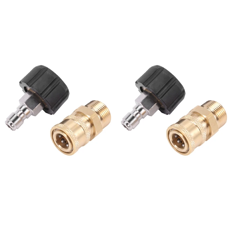 

New 2X Pressure Washer Adapter Set M22 To 1/4 Inch Quick Connect Kit, M22 14Mm To 1/4 Inch Quick Connect Kit