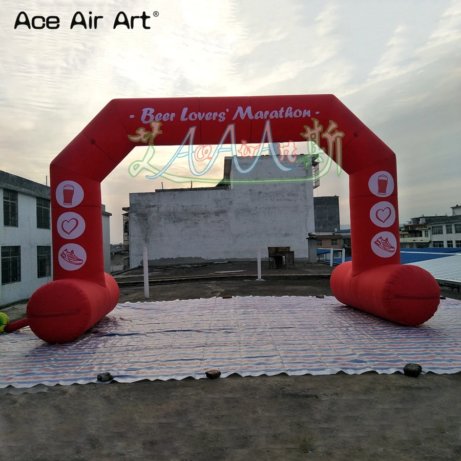 

Customized Free stand 6 m W inflatable start finish line arch,red inflatable archway sport for marathon and advertising