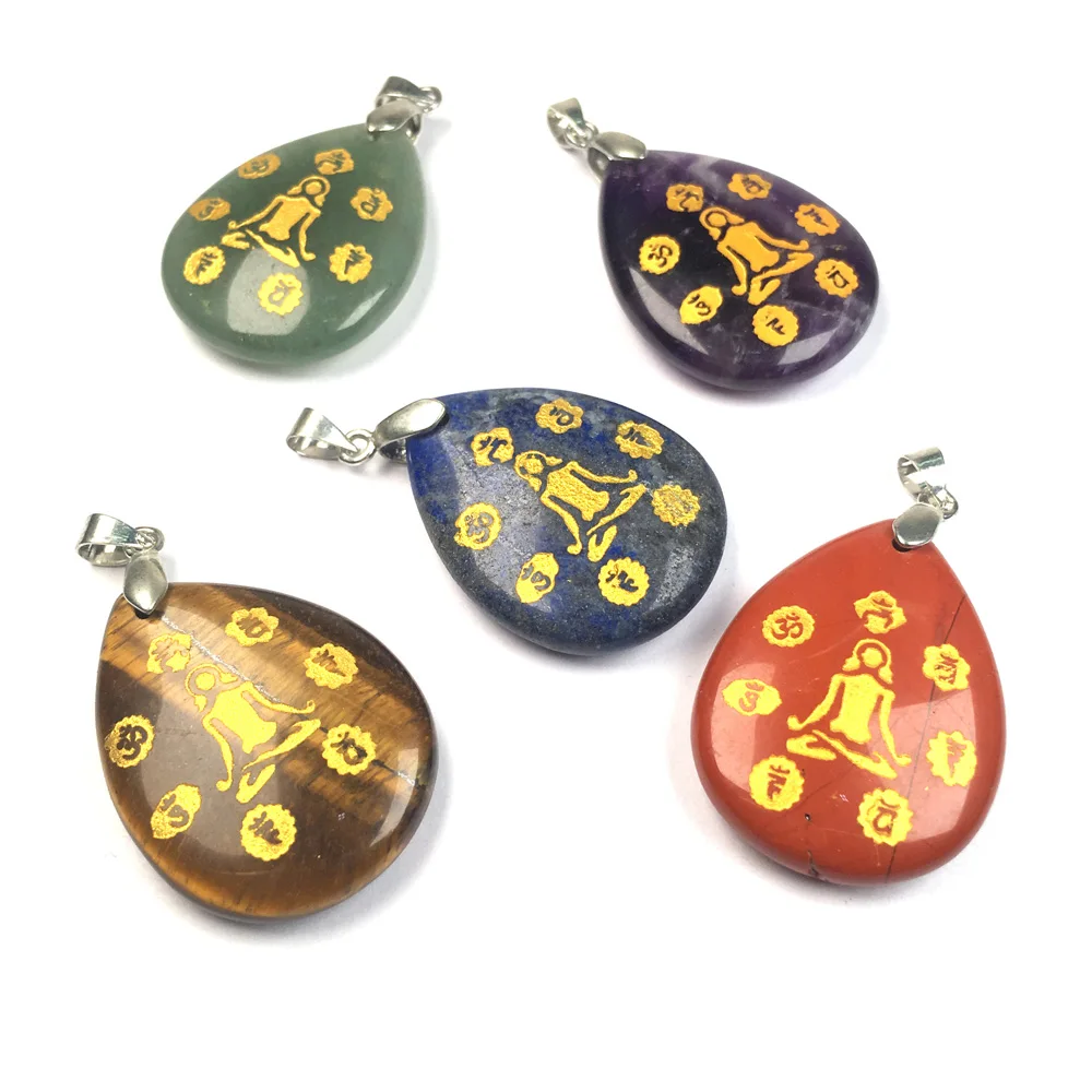 Натуральные камни резные подвески чакры рейки амулет камень воды подвеска в