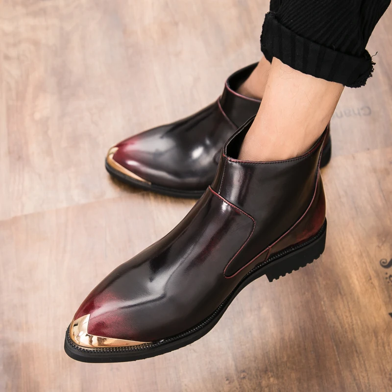 

fashion Men's boots outdoor fashion chelsea boots top quality men's leather shoes slip on handmade rubber ankle boots men