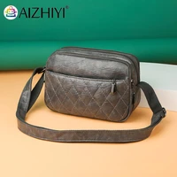 2021 new fashion lattice pattern pure color messenger bag casual small pu leather handbag womens fashion handbags