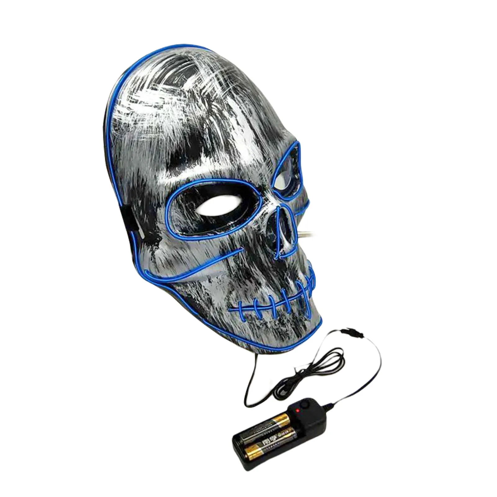 

Halloween Luminous Ghost Head Skull Horror Luminous Led Cold Light Face Cover sincere