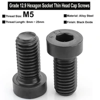 10pcs m5x8mm25mm grade 12 9 alloy steel hexagon socket thin head cap screws black oxide plated din7984