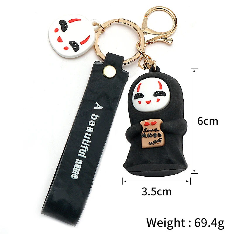 Classic Anime No Face Kaonashi Chihiro Keychain Keyring Cartoon Figures Soft Glue Key Ring Cartoon Figures Key Chain images - 6