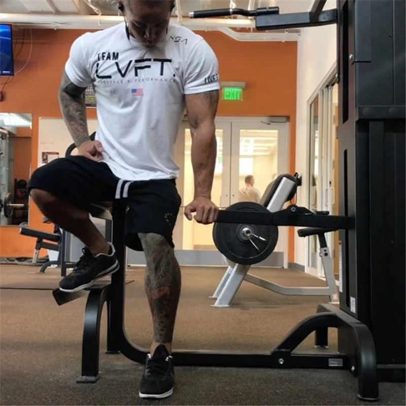 Футболка мужская с круглым вырезом хлопок брендовая одежда для фитнеса и бега